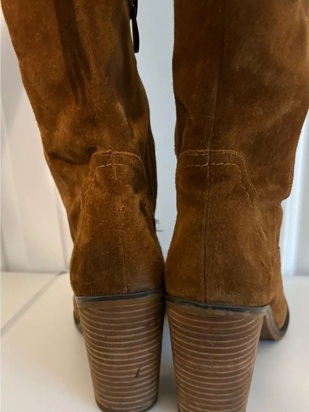 FRANCO SARTO, Brown Suede “Elnora” Tall Over-the-Knee Boots with Fringe Tassel